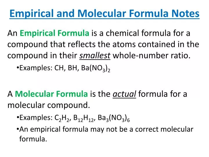 empirical and molecular formula notes