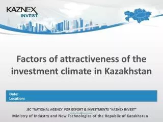 Factors of attractiveness of the investment climate in Kazakhstan