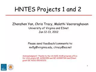 HNTES Projects 1 and 2