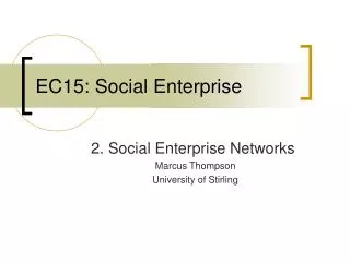 EC15: Social Enterprise