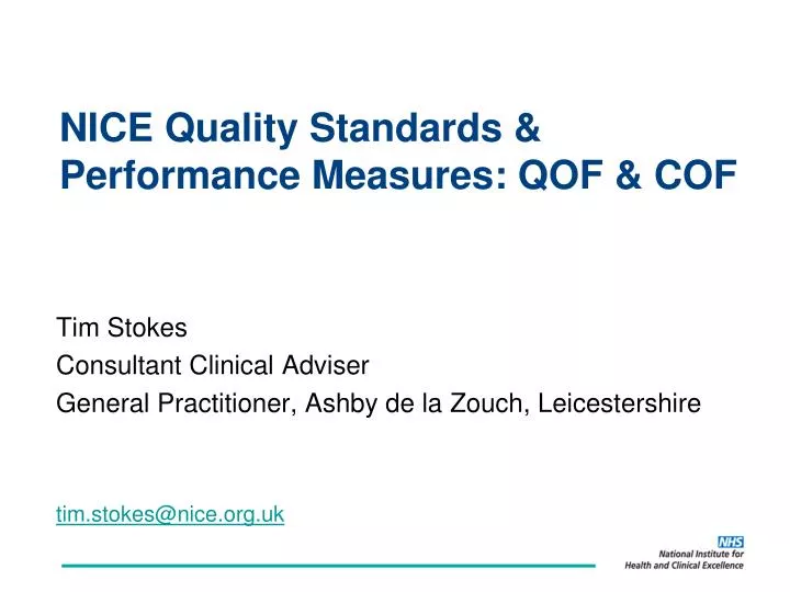 nice quality standards performance measures qof cof