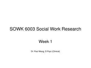 SOWK 6003 Social Work Research