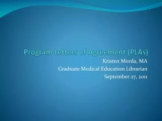 Program Letters of Agreement (PLAs)