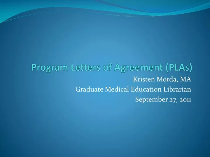 program letters of agreement plas