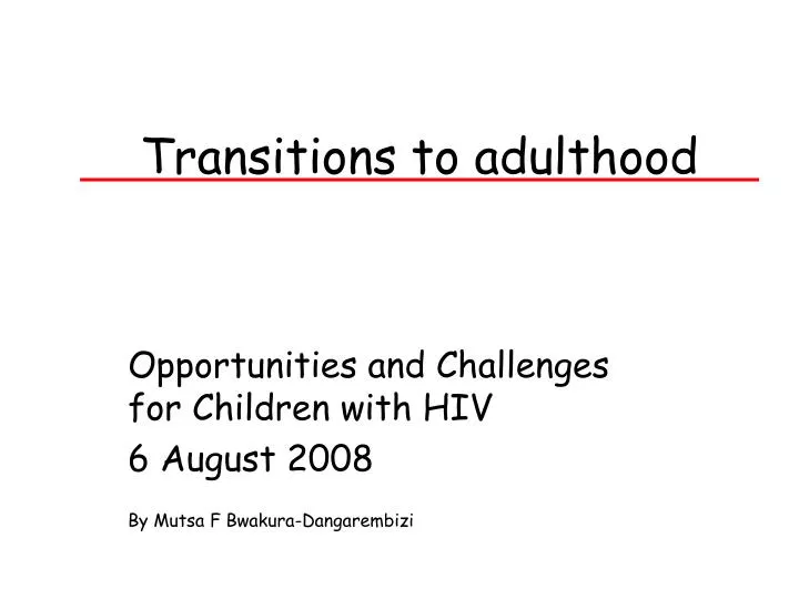 transitions to adulthood