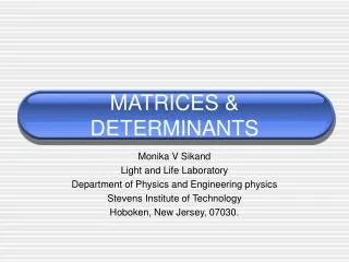 MATRICES &amp; DETERMINANTS