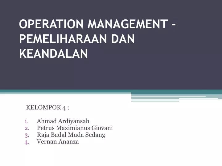 operation management pemeliharaan dan keandalan