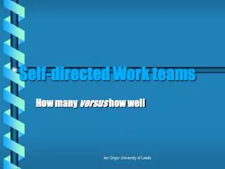 Self-directed Work teams