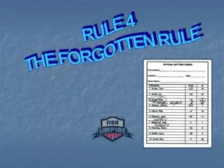 RULE 4 THE FORGOTTEN RULE