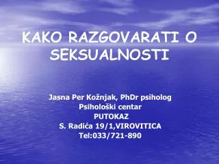 KAKO RAZGOVARATI O SEKSUALNOSTI