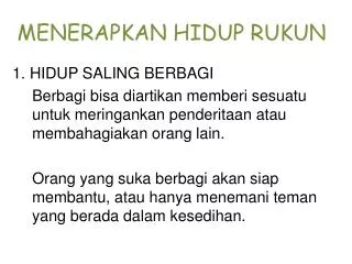 menerapkan hidup rukun