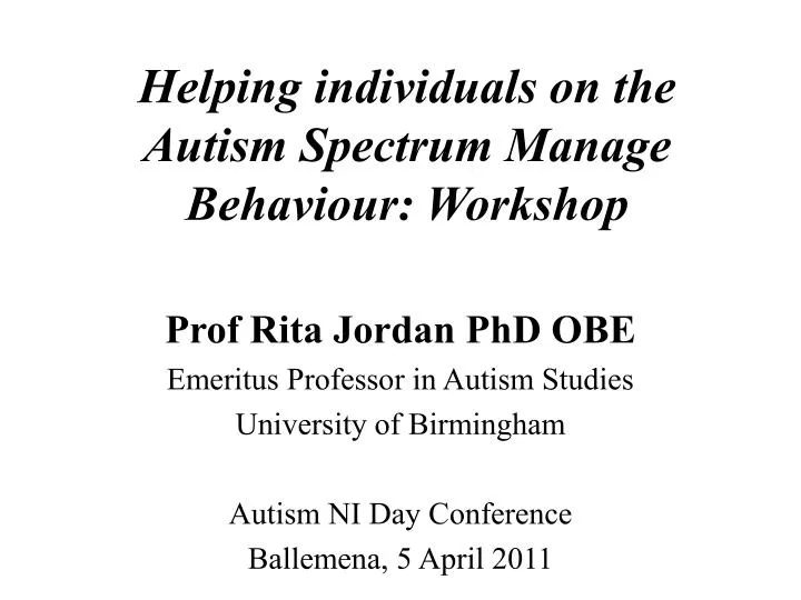 helping individuals on the autism spectrum manage behaviour workshop