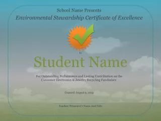 Environmental Stewardship Certificate of Excellence