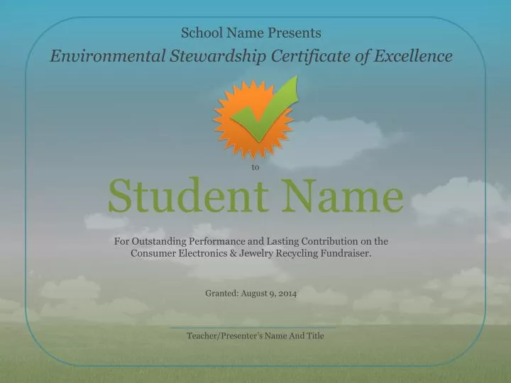 environmental stewardship certificate of excellence