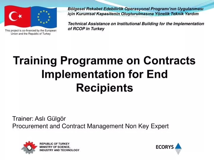 training programme on contracts implementation for end recipients