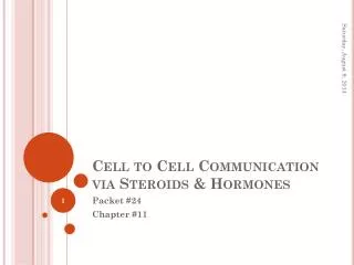 Cell to Cell Communication via Steroids &amp; Hormones