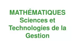 math matiques sciences et technologies de la gestion