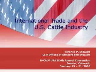 International Trade and the U.S. Cattle Industry