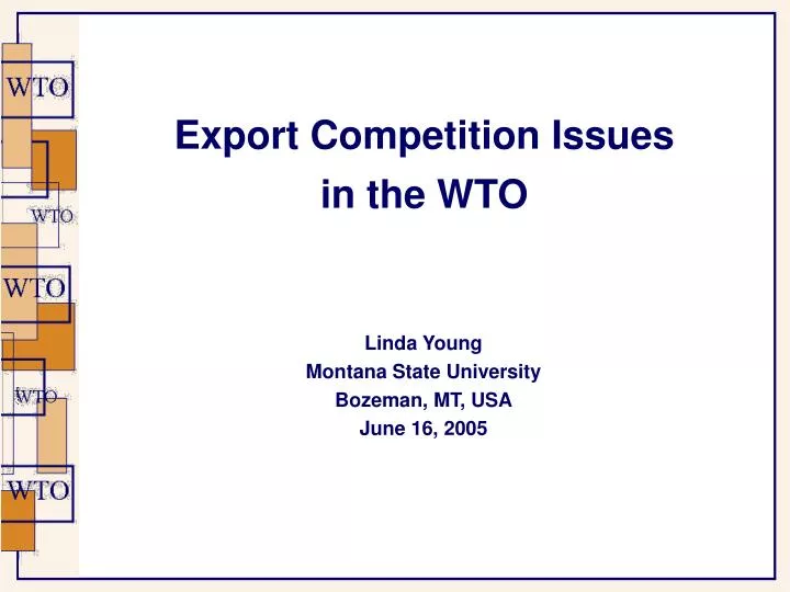 export competition issues in the wto
