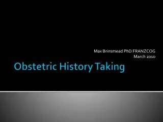 Obstetric History Taking