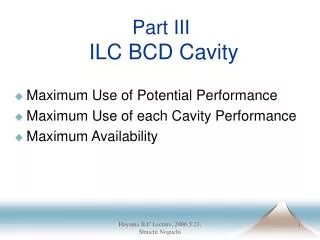 part iii ilc bcd cavity