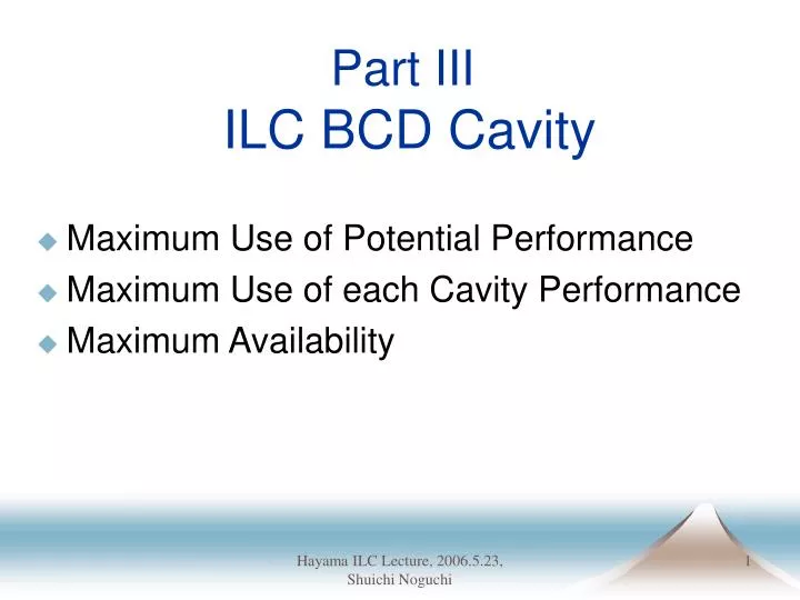 part iii ilc bcd cavity