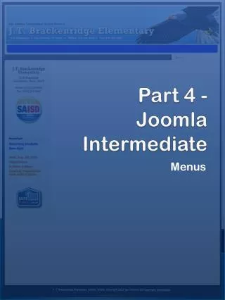 Part 4 - Joomla Intermediate