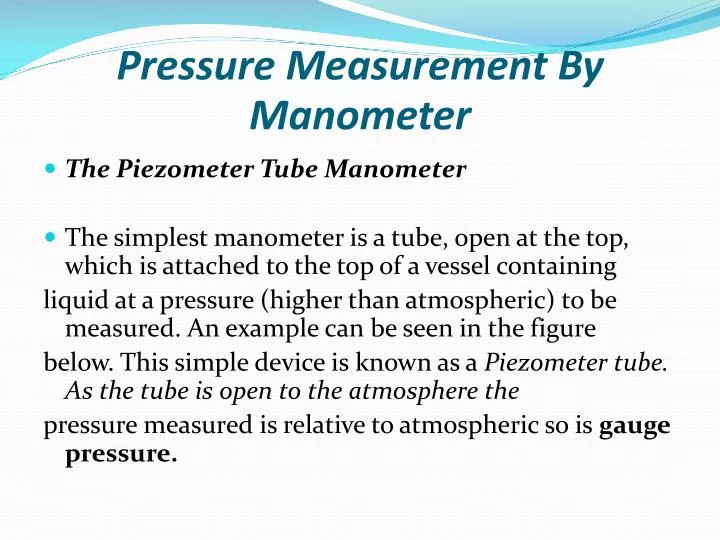 pressure measurement by manometer