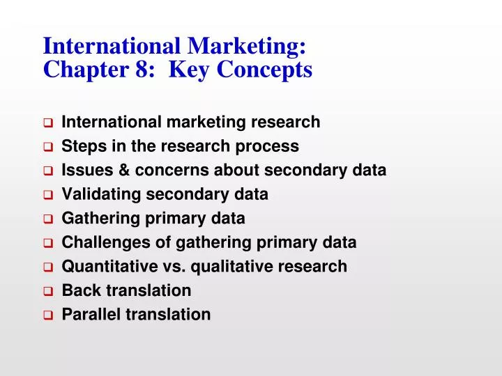 international marketing chapter 8 key concepts