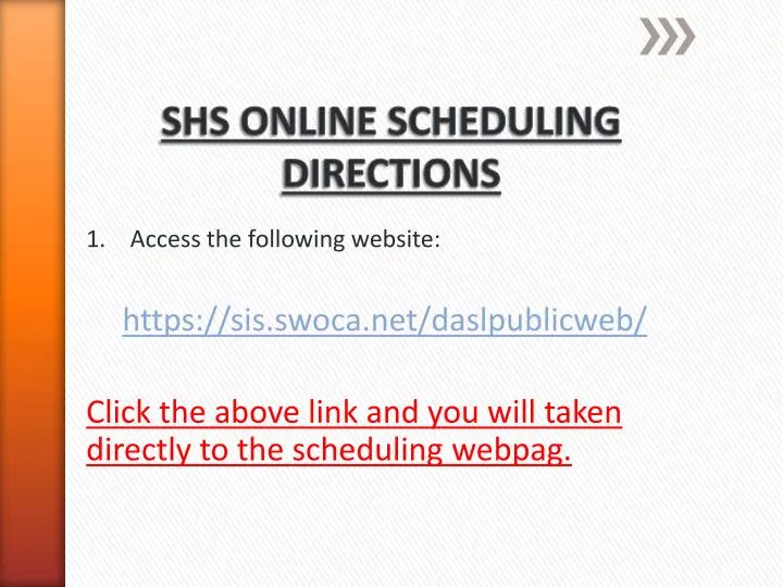 shs online scheduling directions
