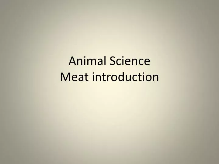 animal science meat introduction