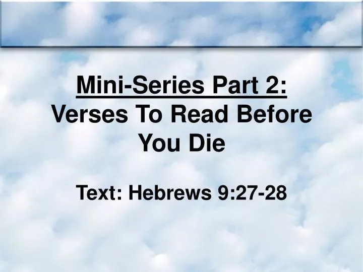 mini series part 2 verses to read before you die