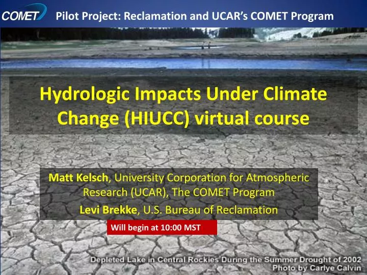 hydrologic impacts under climate change hiucc virtual course