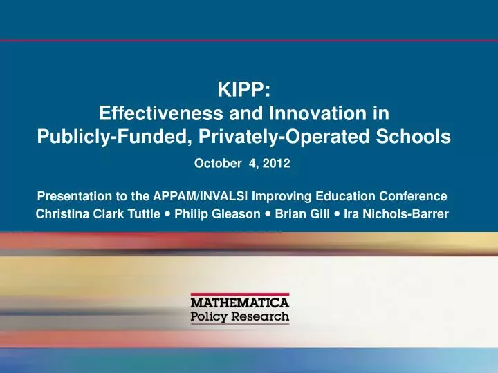 kipp effectiveness and innovation in publicly funded privately operated schools