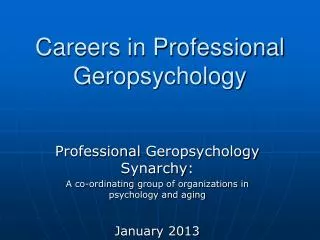 Careers in Professional Geropsychology