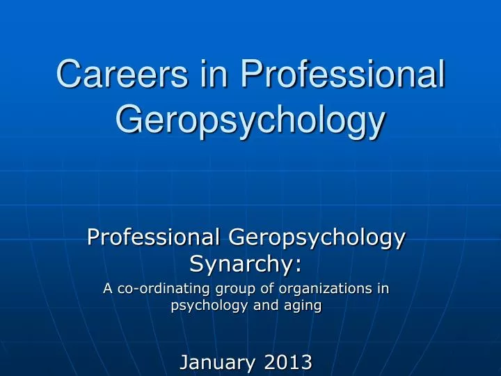 careers in professional geropsychology