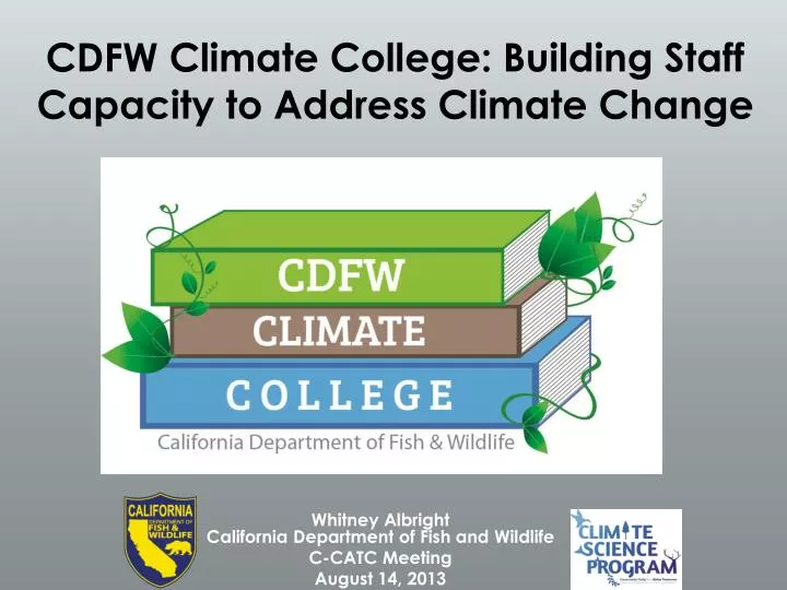 cdfw climate college building staff capacity to address climate change