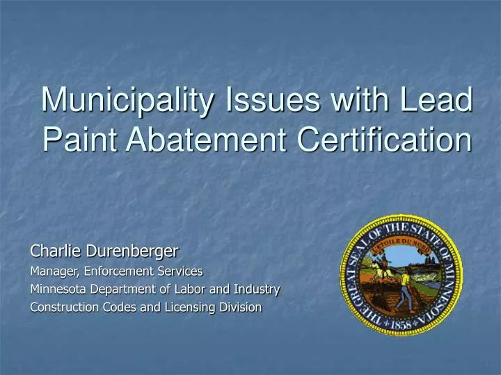 municipality issues with lead paint abatement certification
