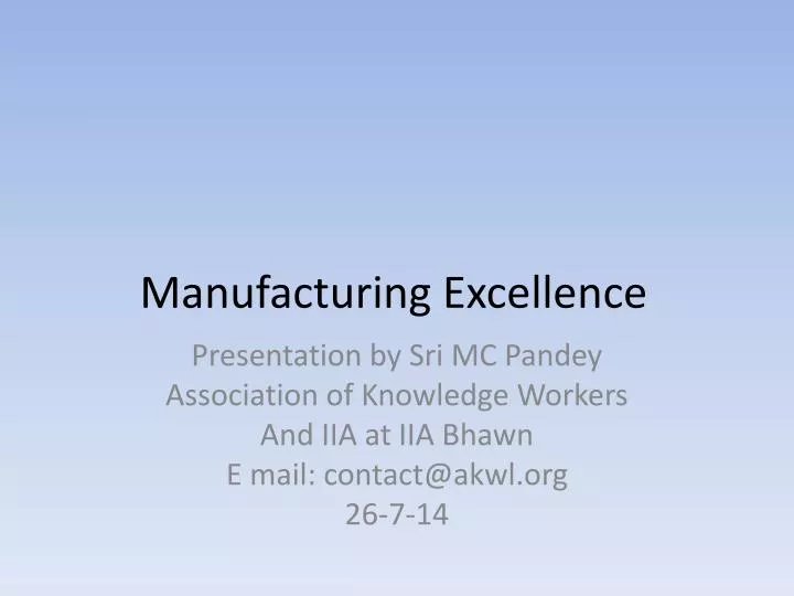 manufacturing excellence