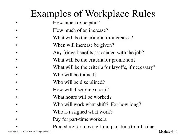 PPT Examples Of Workplace Rules PowerPoint Presentation Free 