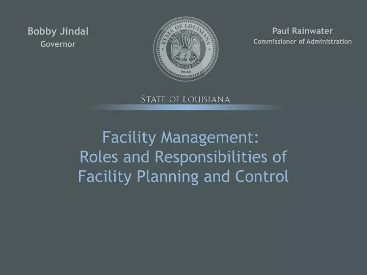 facility management roles and responsibilities of facility planning and control