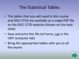 The Statistical Tables
