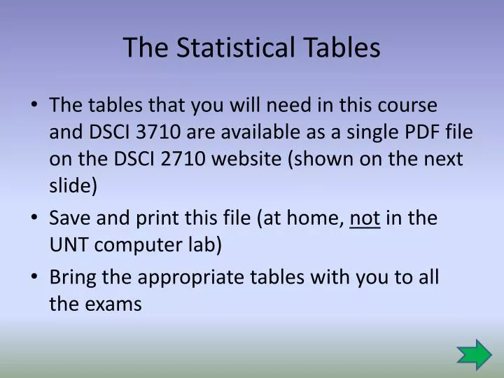 the statistical tables