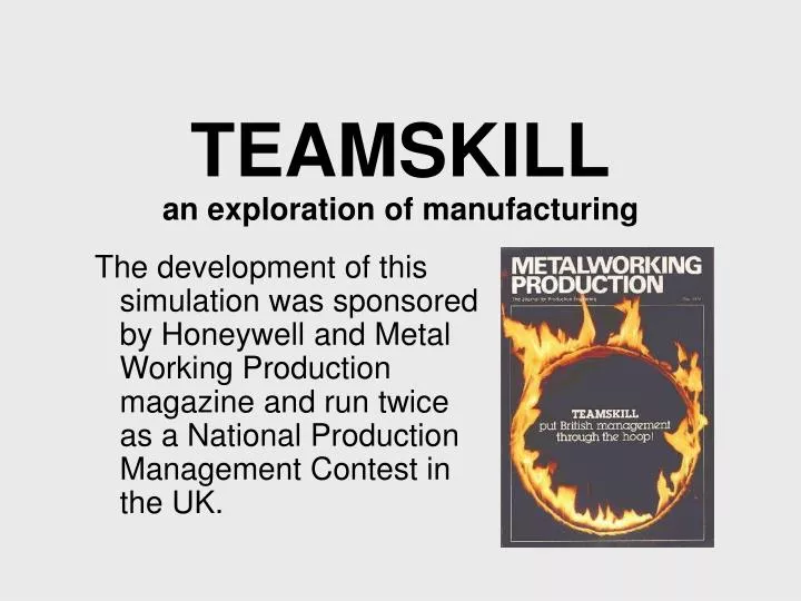 teamskill an exploration of manufacturing