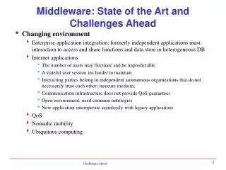 Middleware: State of the Art and Challenges Ahead