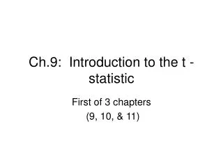ch 9 introduction to the t statistic