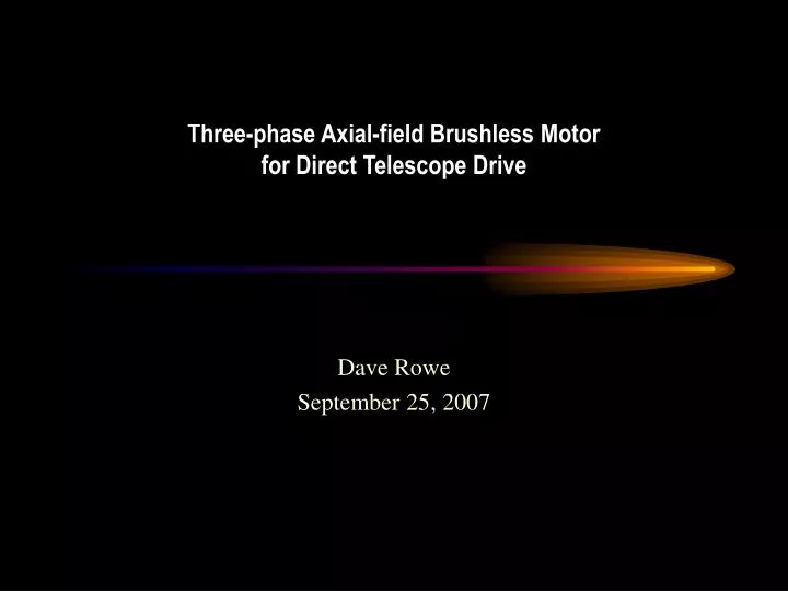 three phase axial field brushless motor for direct telescope drive