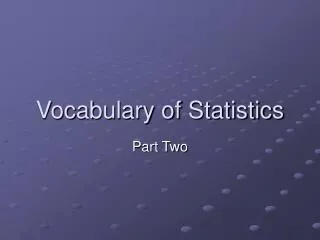 vocabulary of statistics
