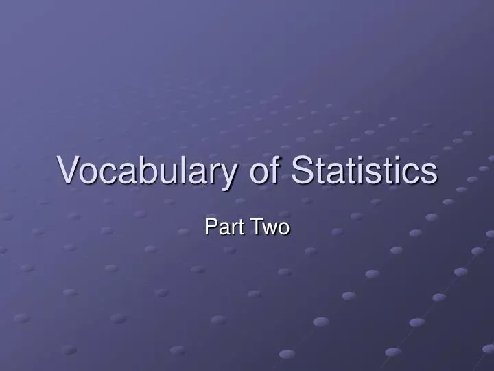 vocabulary of statistics