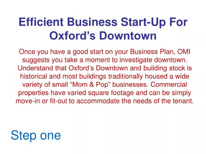 efficient business start up for oxford s downtown